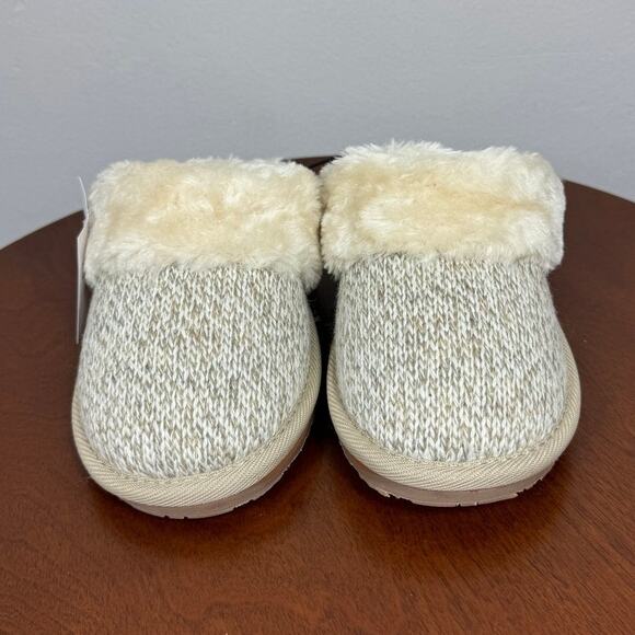 New Minnetonka Sondra Scuff Faux Fur Slipper in Tan Knit Women's Size 5 - Picture 3 of 8